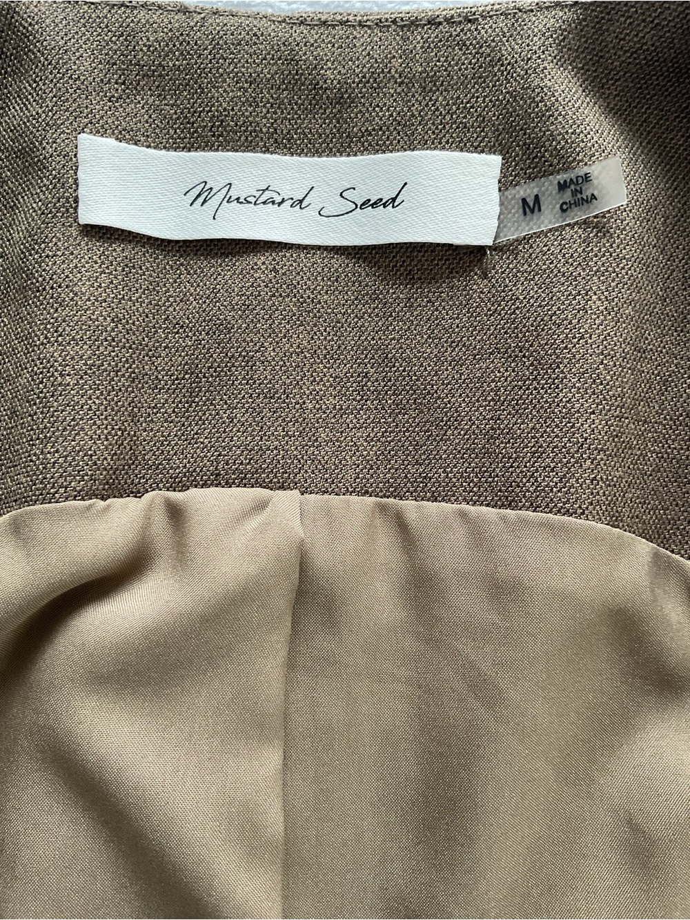 Mustard Seed Women’s Medium Taupe Tailored Vest Sleeveless Button Front Longline - Picture 9 of 13